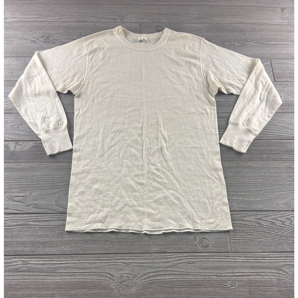 Vintage JE Morgan Performance Wear Thermal Shirt Mens Large Cream Made in USA